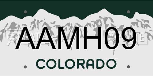 AAMH09 Colorado License Plate