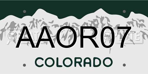 AAOR07 Colorado License Plate