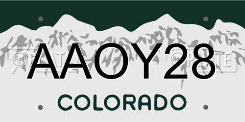 AAOY28 Colorado License Plate