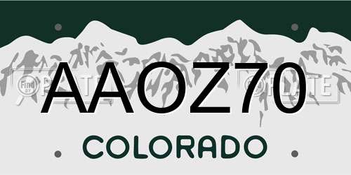 AAOZ70 Colorado License Plate