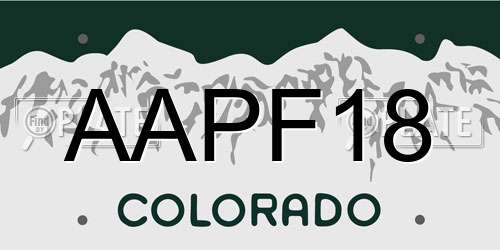 AAPF18 Colorado License Plate