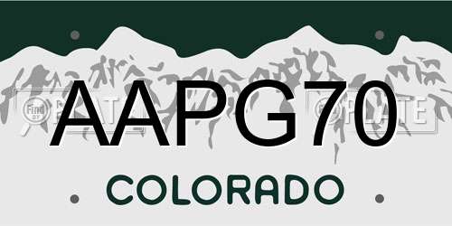 AAPG70 Colorado License Plate