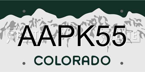 AAPK55 Colorado License Plate
