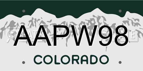 AAPW98 Colorado License Plate