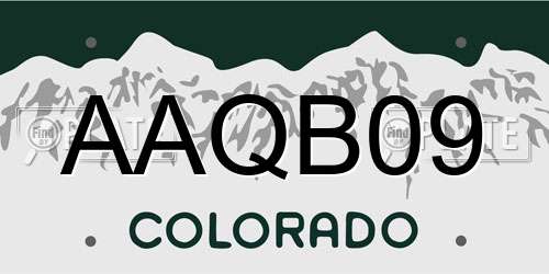 AAQB09 Colorado License Plate