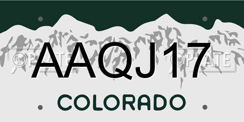 AAQJ17 Colorado License Plate