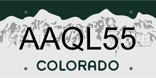 AAQL55 Colorado License Plate