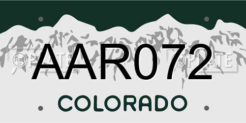 AAR072 Colorado License Plate