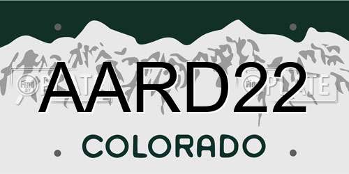 AARD22 Colorado License Plate