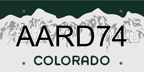 AARD74 Colorado License Plate