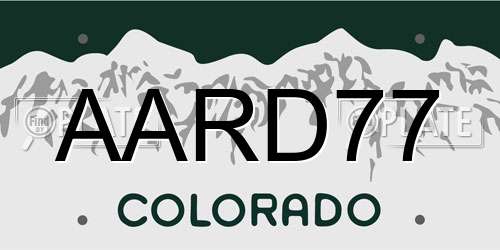 AARD77 Colorado License Plate