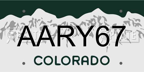 AARY67 Colorado License Plate