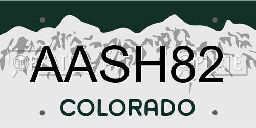 AASH82 Colorado License Plate