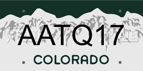 AATQ17 Colorado License Plate