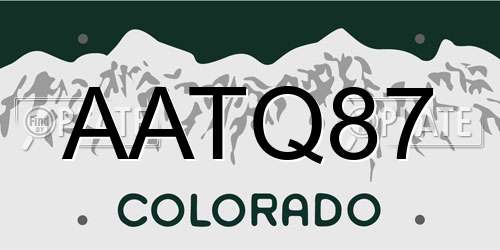 AATQ87 Colorado License Plate