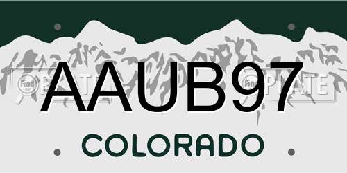 AAUB97 Colorado License Plate
