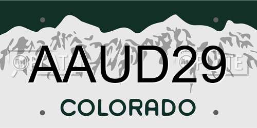 AAUD29 Colorado License Plate