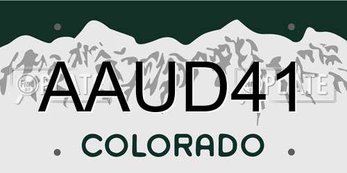 AAUD41 Colorado License Plate