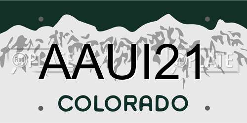AAUI21 Colorado License Plate