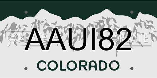 AAUI82 Colorado License Plate
