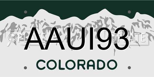 AAUI93 Colorado License Plate
