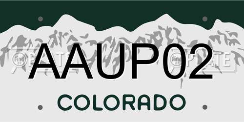 AAUP02 Colorado License Plate
