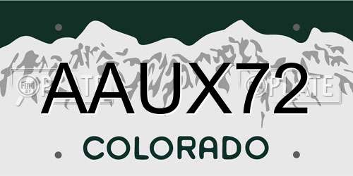 AAUX72 Colorado License Plate