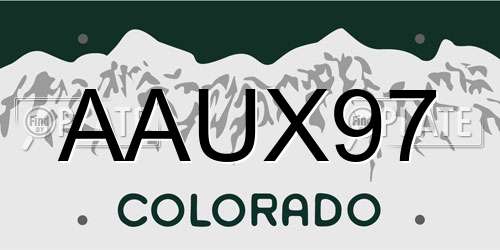 AAUX97 Colorado License Plate