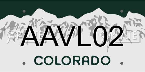 AAVL02 Colorado License Plate