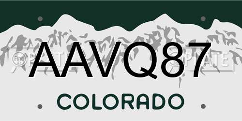 AAVQ87 Colorado License Plate