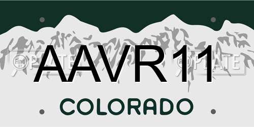 AAVR11 Colorado License Plate