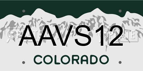 AAVS12 Colorado License Plate