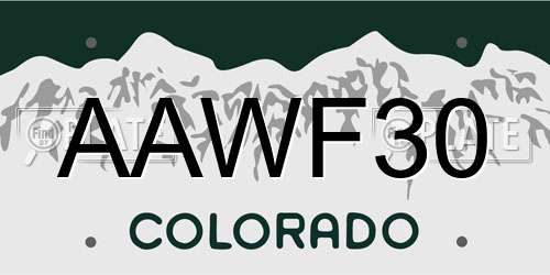 AAWF30 Colorado License Plate