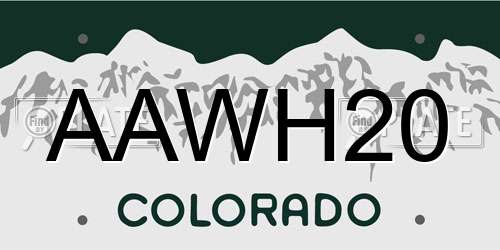 AAWH20 Colorado License Plate