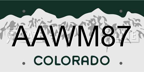 AAWM87 Colorado License Plate