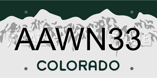 AAWN33 Colorado License Plate