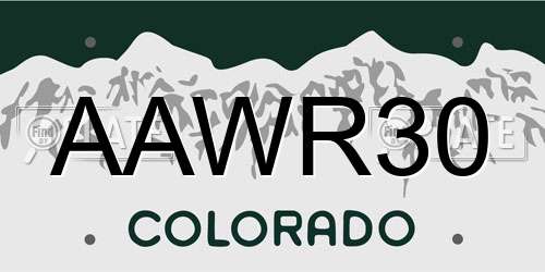 AAWR30 Colorado License Plate