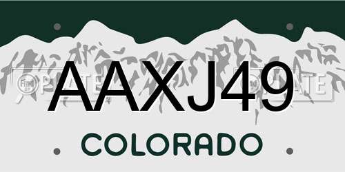 AAXJ49 Colorado License Plate