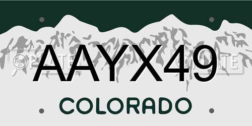 AAYX49 Colorado License Plate