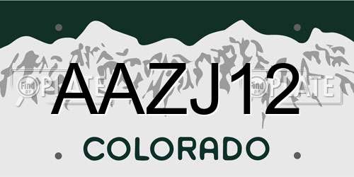 AAZJ12 Colorado License Plate