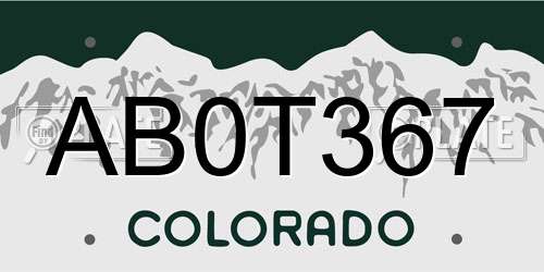 AB0T367 Colorado License Plate