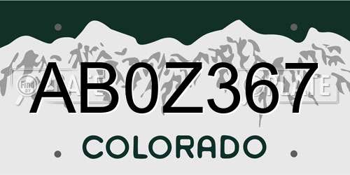 AB0Z367 Colorado License Plate