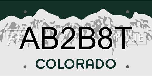AB2B8T Colorado License Plate