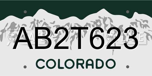 AB2T623 Colorado License Plate