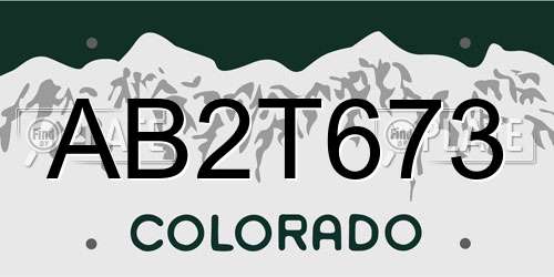 AB2T673 Colorado License Plate