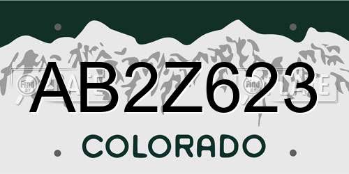 AB2Z623 Colorado License Plate