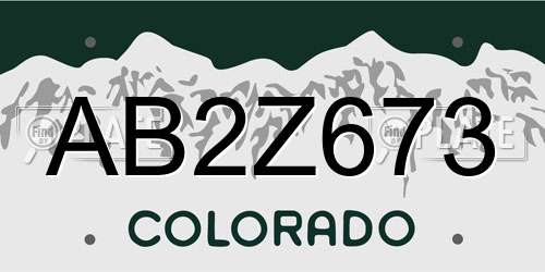 AB2Z673 Colorado License Plate