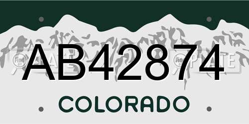 AB42874 Colorado License Plate