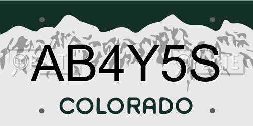 AB4Y5S Colorado License Plate
