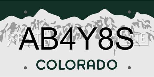 AB4Y8S Colorado License Plate